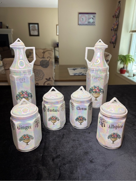 Other - Vintage German Lustreware Spice Set/Pearlescent Finish And Floral Boutique Desi